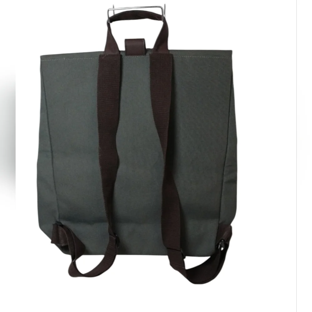 Issey Miyake Gray Roll Top Backpack Brown Trim